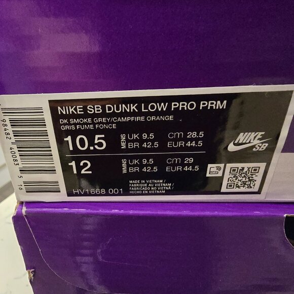 Nike SB Dunk Low Dark Smoke Grey Campfire Orange KRAMPUS DUNK Mens 10.5 2025 NEW - Picture 12 of 12